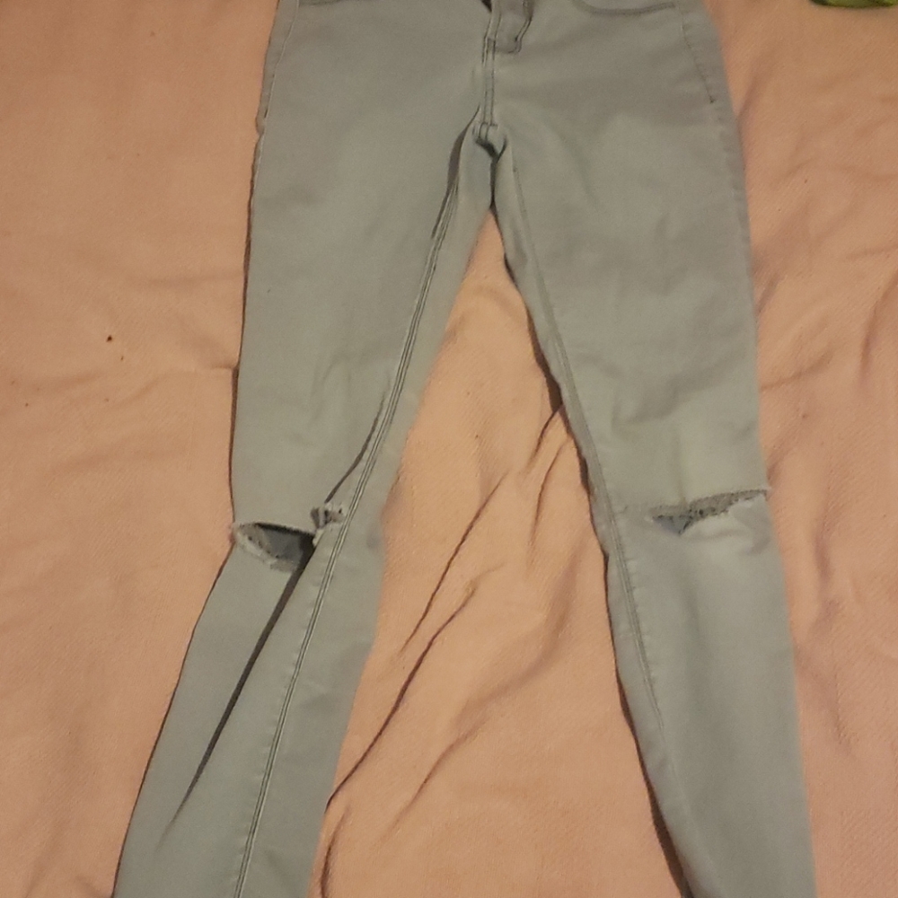 Light Grey Jeans Ripped Knees